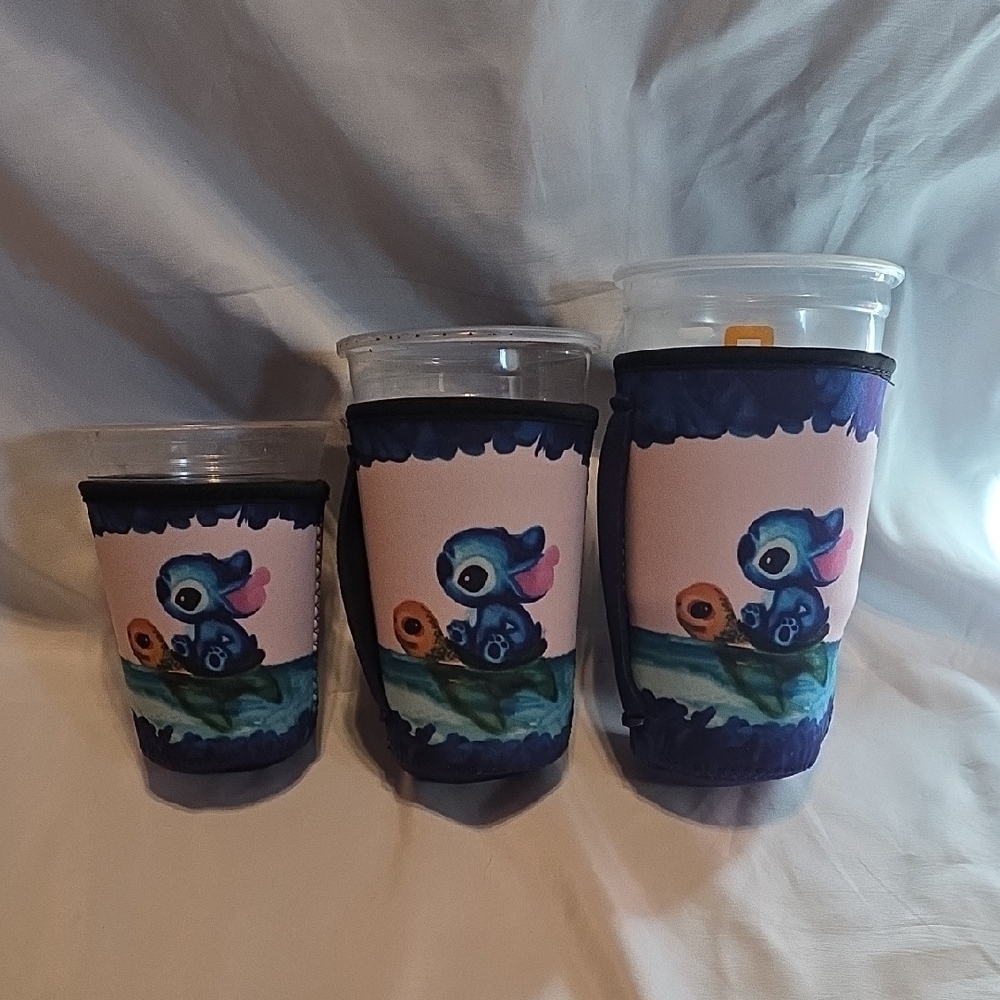 Blue and Pink Cartoon Character Drink Sleeves